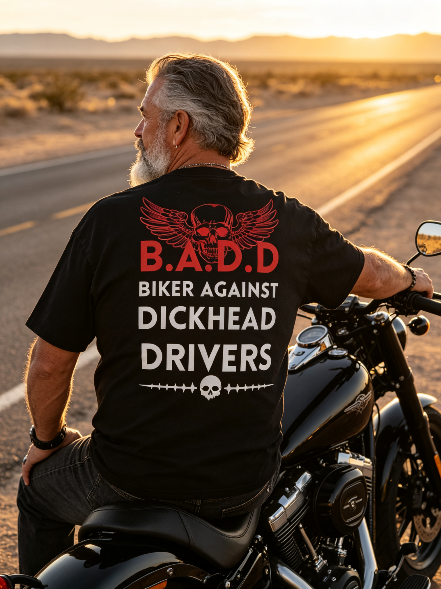 Biker Against Dickhead Drivers Statement Graphic T-Shirt