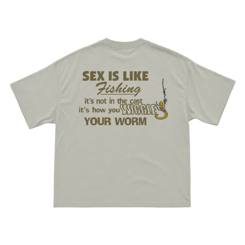Wiggle Your Worm Graphic Oversized Short Sleeve T-Shirt - Warm Grey - US16-18(2XL) - image 3