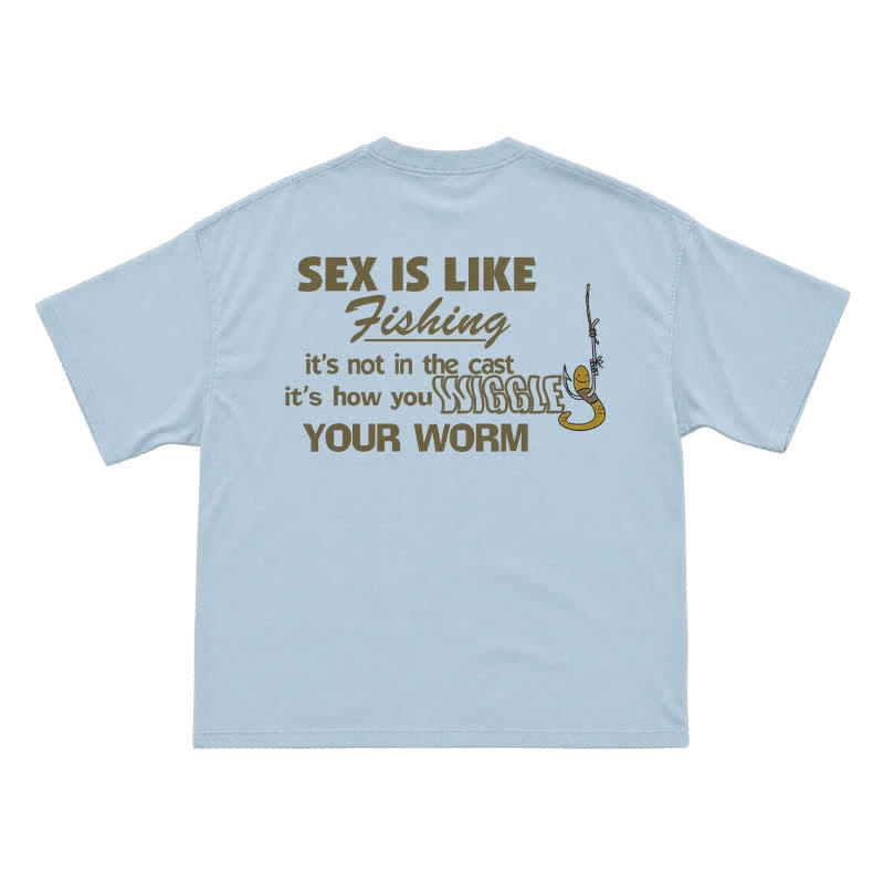 Wiggle Your Worm Graphic Oversized Short Sleeve T-Shirt - Light Blue - US16-18(2XL) - image 5