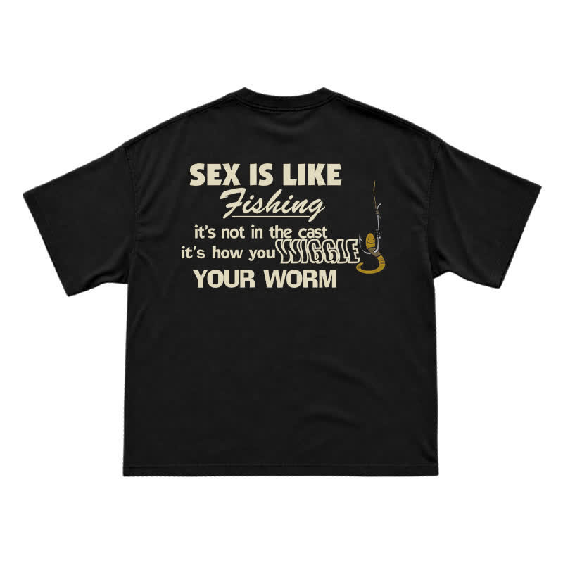Wiggle Your Worm Graphic Oversized Short Sleeve T-Shirt - Black - US16-18(2XL) - image 1
