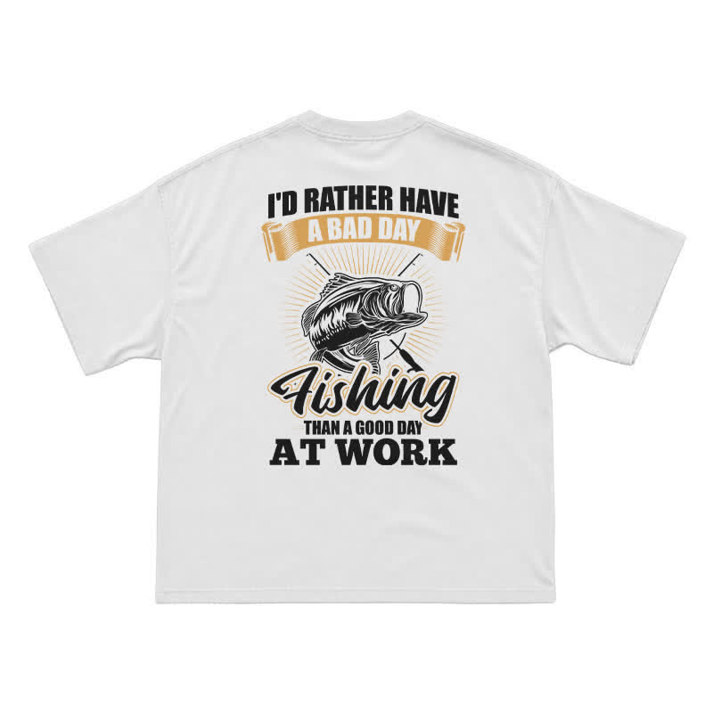 Retro Angler Slogan Back Print Graphic T-Shirt - White - US16-18(2XL) - image 2