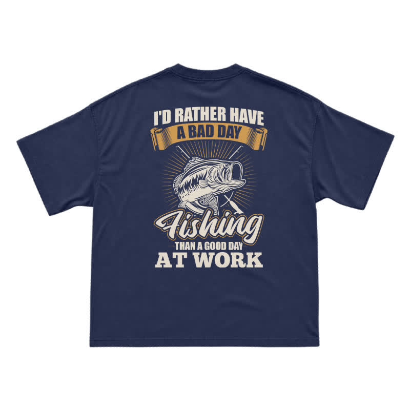 Retro Angler Slogan Back Print Graphic T-Shirt - Navy Blue - US16-18(2XL) - image 12