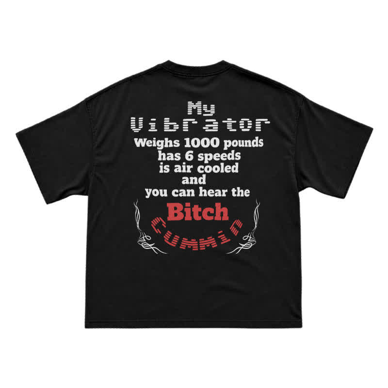 Casual Statement Back Print Crew Neck Cotton T-Shirt - Black - US16-18(2XL) - image 1