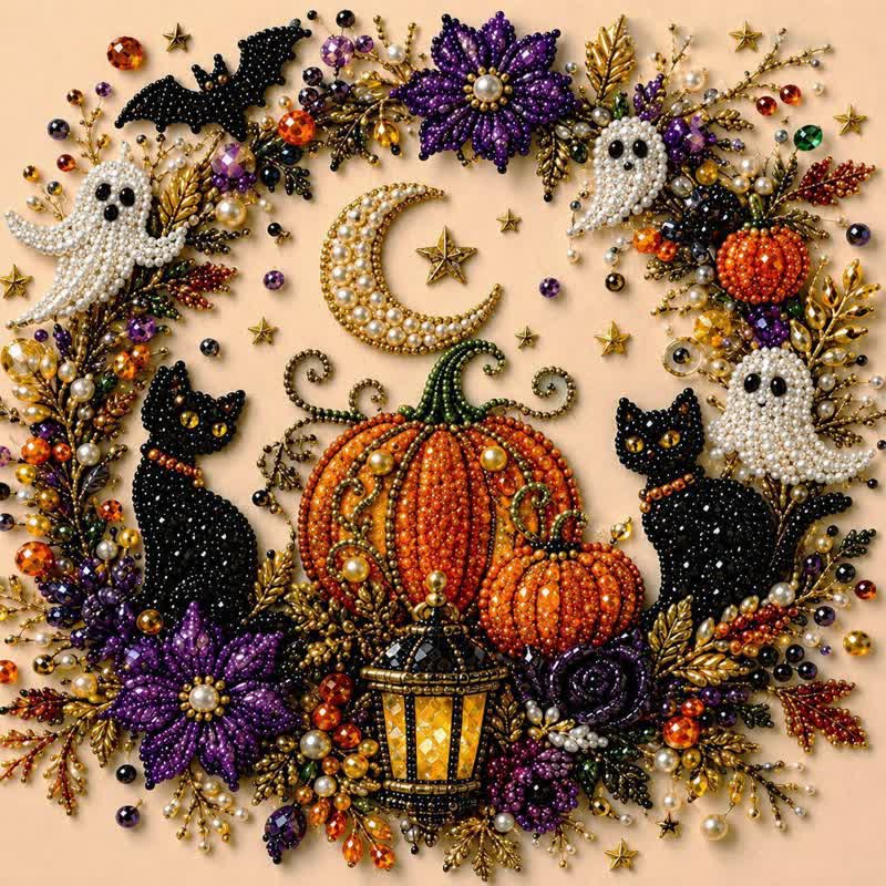 Halloween Ghost Pearl Art DIY Kit, Spooky Cute 3D Diamond Painting Crafts, DIY Fall Home Decor Wall Art, Beginner DIY Seasonal Party Gift - image 1