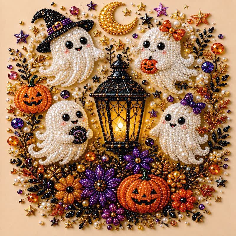 Halloween Ghost Pearl Art DIY Kit, Spooky Cute 3D Diamond Painting Crafts, DIY Fall Home Decor Wall Art, Beginner DIY Seasonal Party Gift - image 5