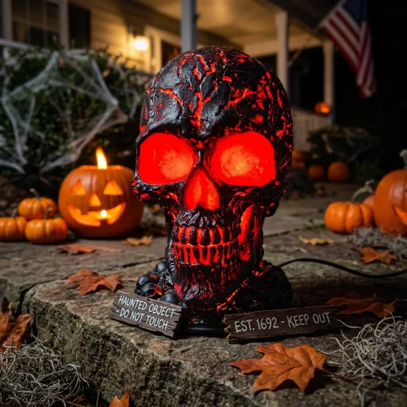 Skull Flame Table Lamp, Molten Rock Skull Light, Haunting LED Desk Lamp, Halloween Gothic Decor, Unique Room Accent, Mystical Atmosphere, Luminous Flame Effect, Led Decoration Lamp, Decorative Atmosphere Light - image 12