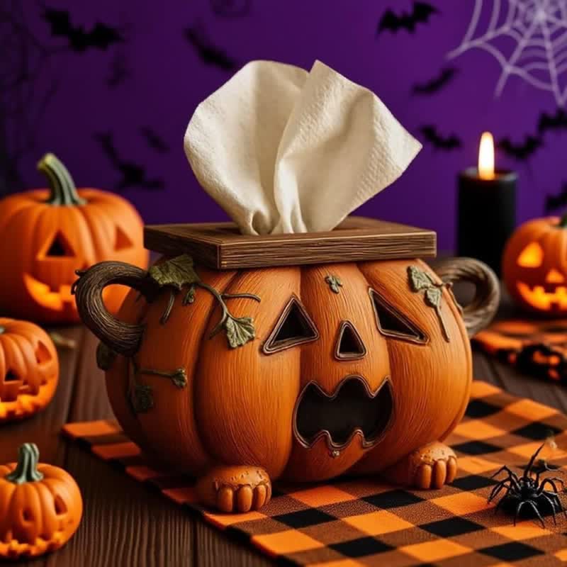 Halloween Pumpkin Tissue Box Holder - Halloween Pumpkin Tissue Box - image 1