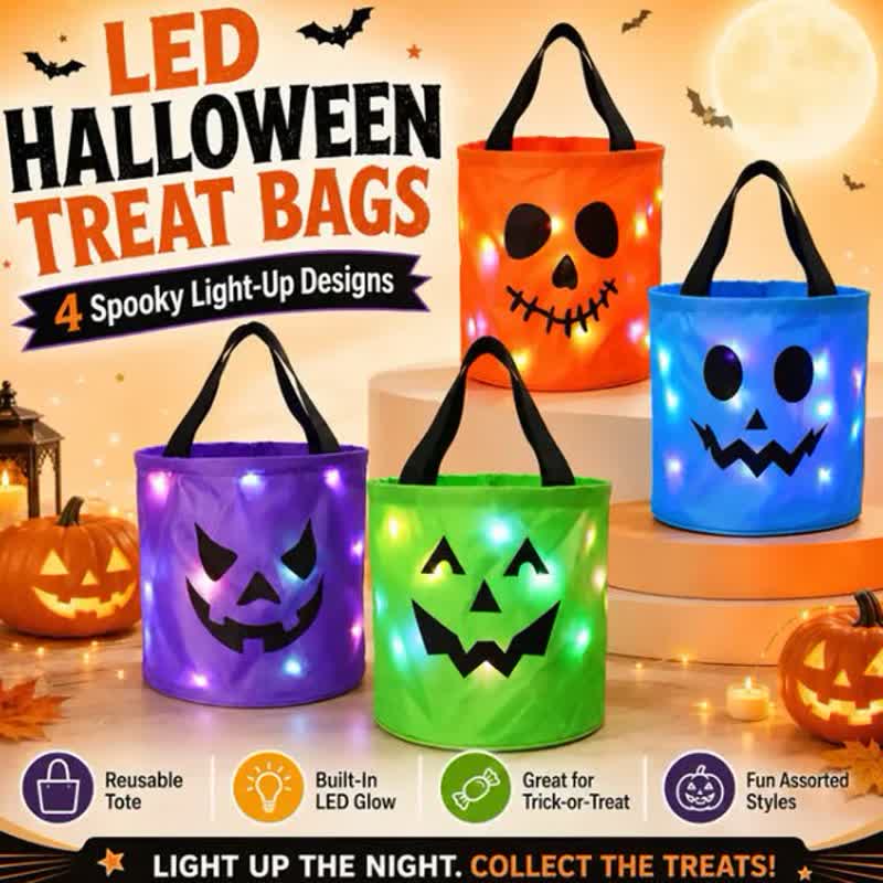 🎃3/4 Pcs Halloween Candy Bucket with LED Lights✨ - image 2