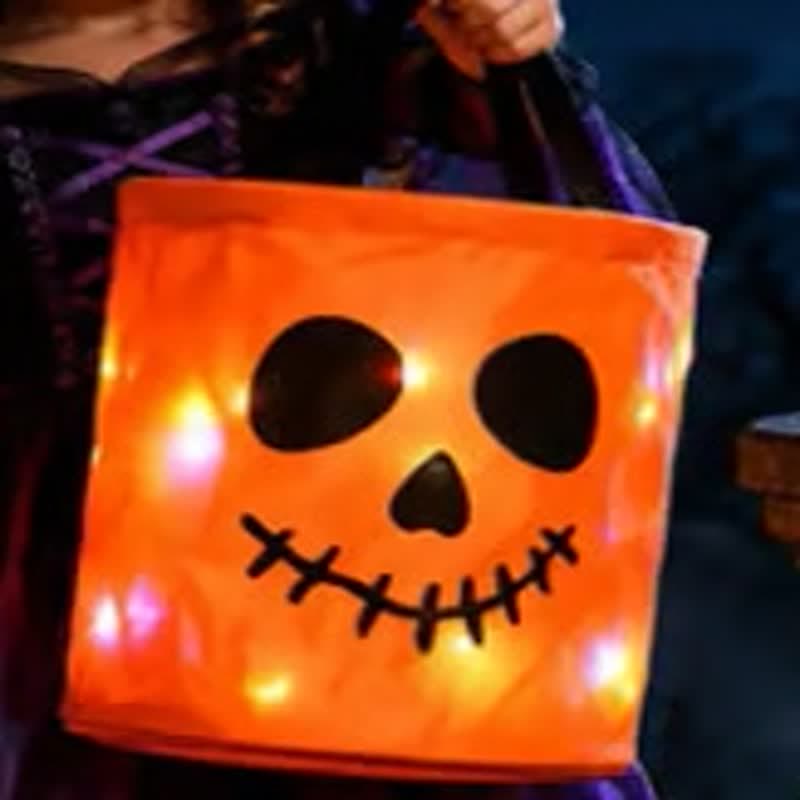 🎃3/4 Pcs Halloween Candy Bucket with LED Lights✨ - Orange - image 12
