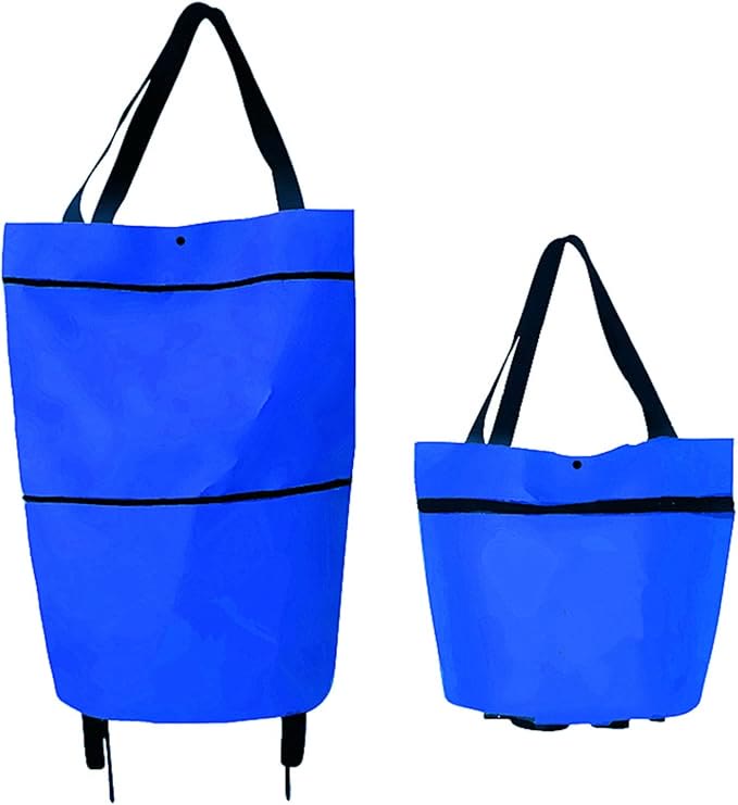 Foldable Shopping Trolley Bag with Wheels, Portable Reusable Grocery Tote - 🛒blue - 1pcs - image 9