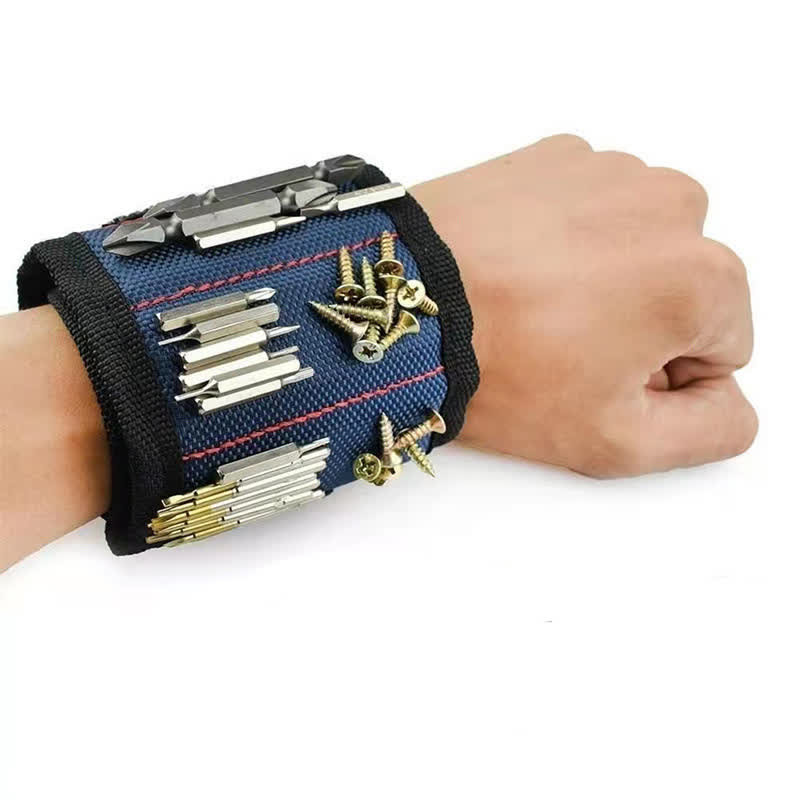Portable DIY Nylon Wrist Tool, 5-in-1 Magnetic Multifunctional Wristband – Ideal Assistant for Woodworkers, Electricians, Builder, Masons, and Mechanics - Blue - image 4