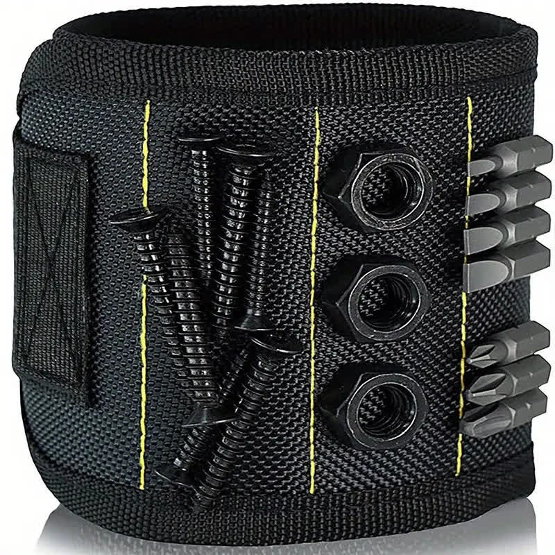 Portable DIY Nylon Wrist Tool, 5-in-1 Magnetic Multifunctional Wristband – Ideal Assistant for Woodworkers, Electricians, Builder, Masons, and Mechanics - Black - image 5