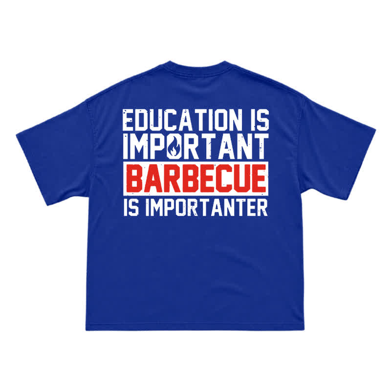 Street Casual Barbecue Slogan Back Print Unisex T-Shirt - Blue - US16-18(2XL) - image 7