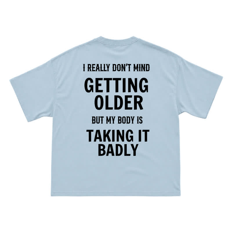 Casual Getting Older Humor Back Graphic Crew Neck T-Shirt - Light Blue - US16-18(2XL) - image 9