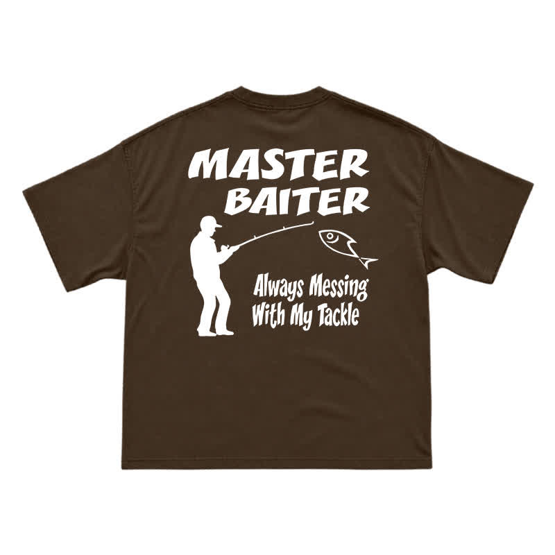 Funny Fishing Slogan Relaxed Fit Back Print T-Shirt - Coffee - US16-18(2XL) - image 15