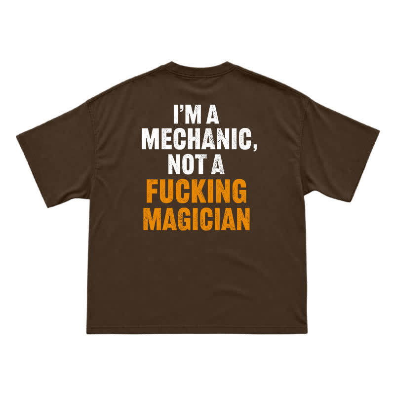 Relaxed Fit Mechanic Attitude Graphic Back Print T-Shirt - Coffee - US16-18(2XL) - image 15