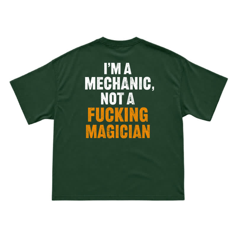 Relaxed Fit Mechanic Attitude Graphic Back Print T-Shirt - Green - US16-18(2XL) - image 5