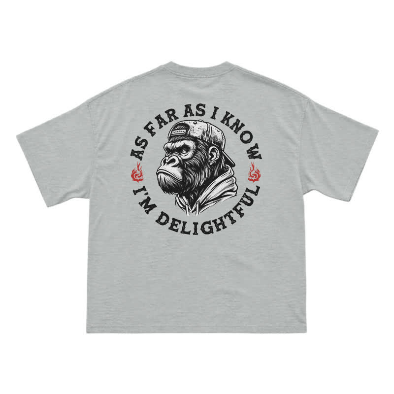 "As Far As I Know I'm Delightful" Gorilla Graphic Tee - Vintage Streetwear Black T-Shirt - Grey - US16-18(2XL) - image 13
