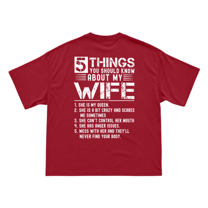 Humorous My Wife Warning Back Graphic Boxy Crew Neck Gift T Shirt - Red - US16-18(2XL) - image 15