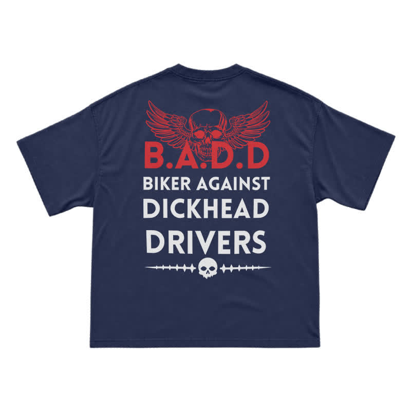 Biker Against Dickhead Drivers Statement Graphic T-Shirt - Navy Blue - US16-18(2XL) - image 14