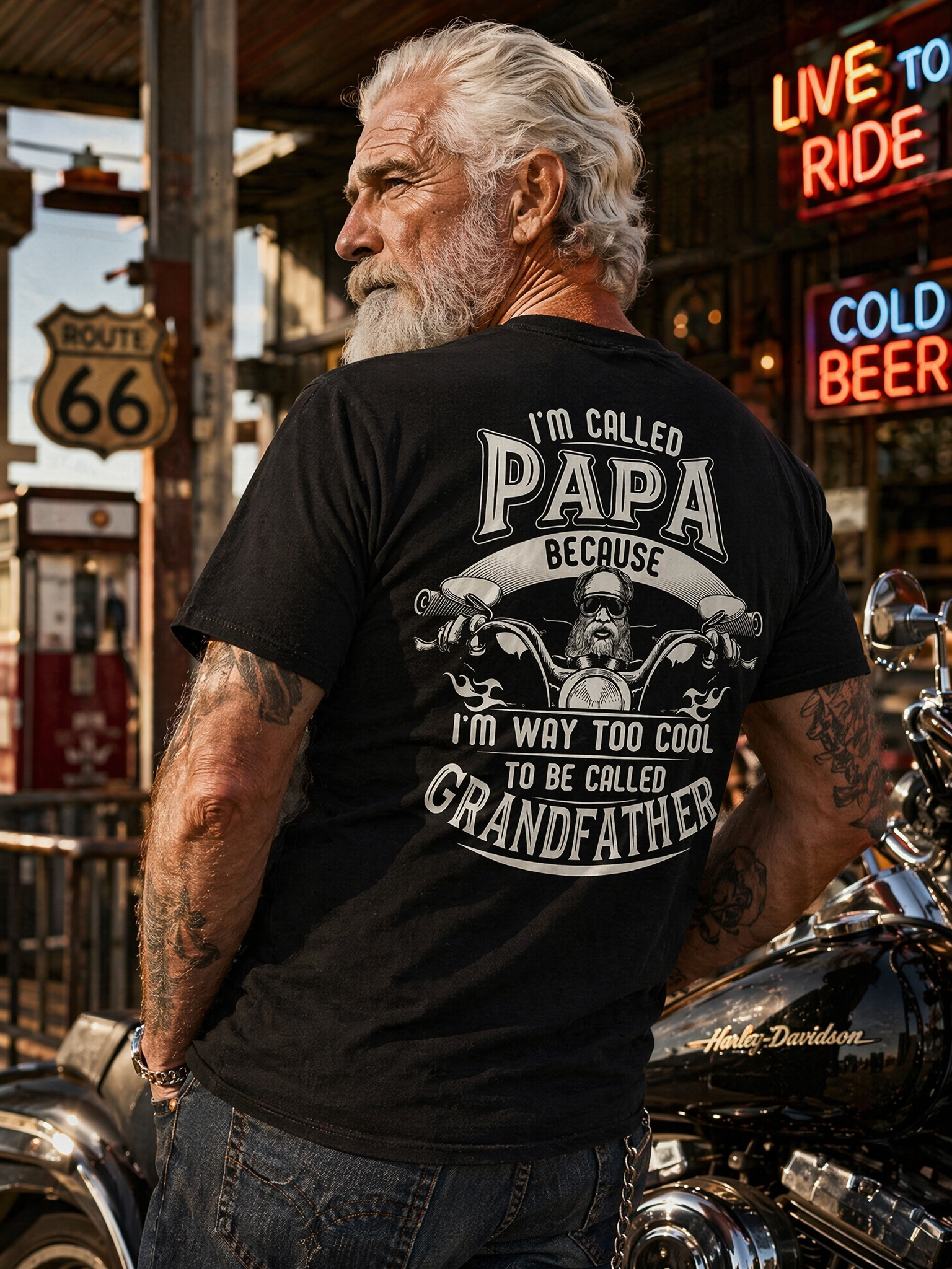I'm Called Papa Because I'm Too Cool – Funny Grandpa Motorcycle T-Shirt