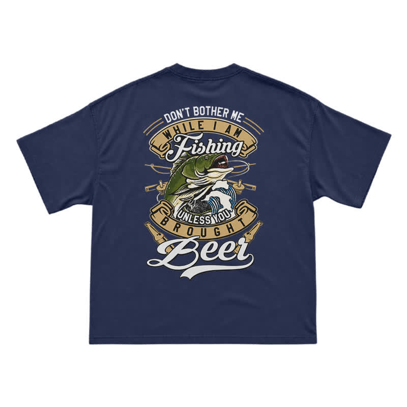 Retro Bass and Bottle Back Print Boxy T-Shirt - Navy Blue - US16-18(2XL) - image 10