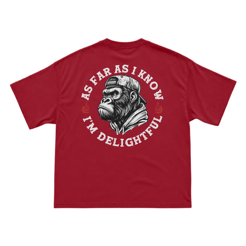 "As Far As I Know I'm Delightful" Gorilla Graphic Tee - Vintage Streetwear Black T-Shirt - Red - US16-18(2XL) - image 15