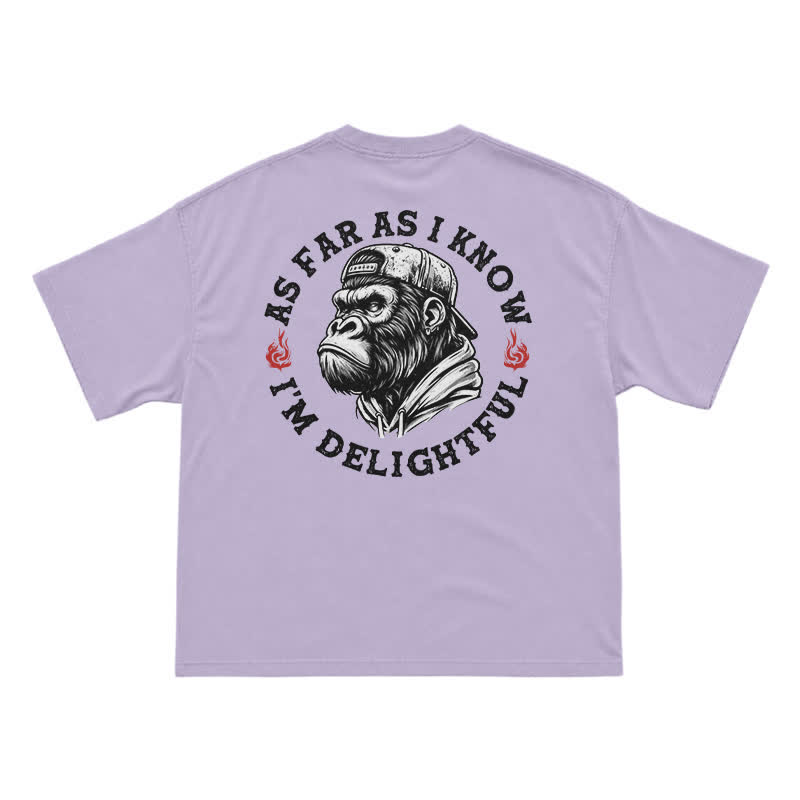 "As Far As I Know I'm Delightful" Gorilla Graphic Tee - Vintage Streetwear Black T-Shirt - Purple - US16-18(2XL) - image 10