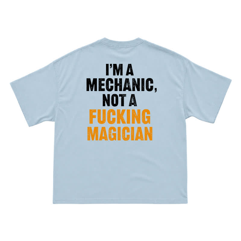 Relaxed Fit Mechanic Attitude Graphic Back Print T-Shirt - Light Blue - US16-18(2XL) - image 12