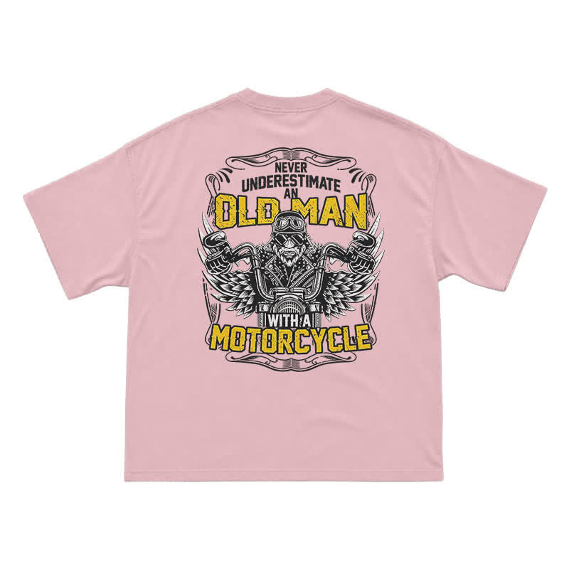 Never Underestimate an Old Man Motorcycle Graphic Cotton T-Shirt - Pink - US16-18(2XL) - image 14