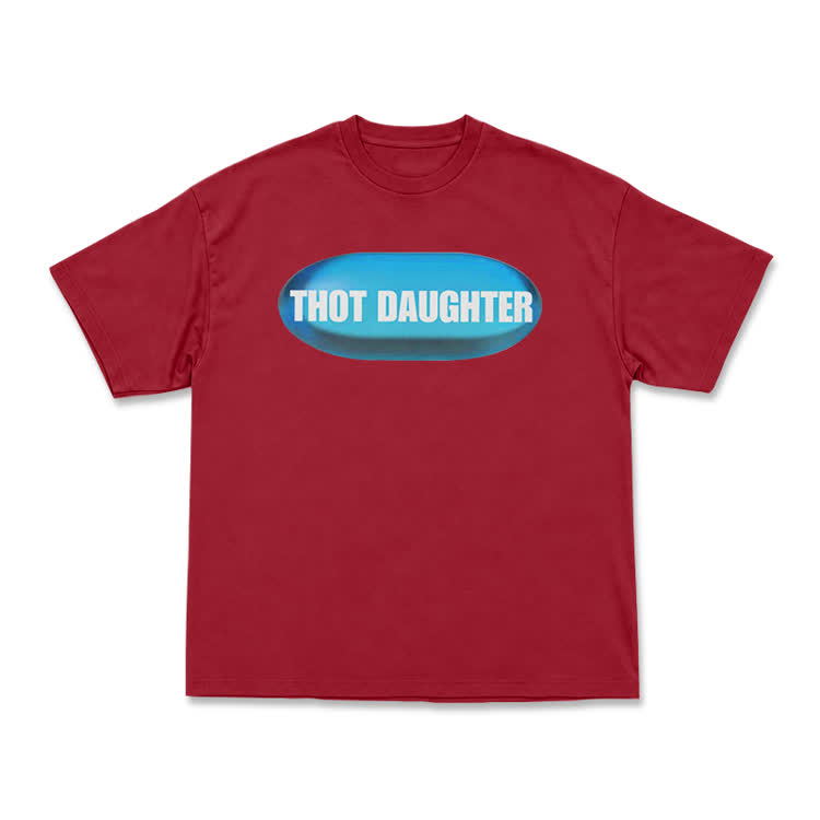 Casual THOT DAUGHTER Graphic Short Sleeve T Shirt - Red - US16-18(2XL) - image 12