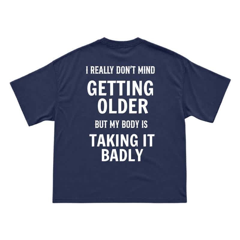 Casual Getting Older Humor Back Graphic Crew Neck T-Shirt - Navy Blue - US16-18(2XL) - image 6