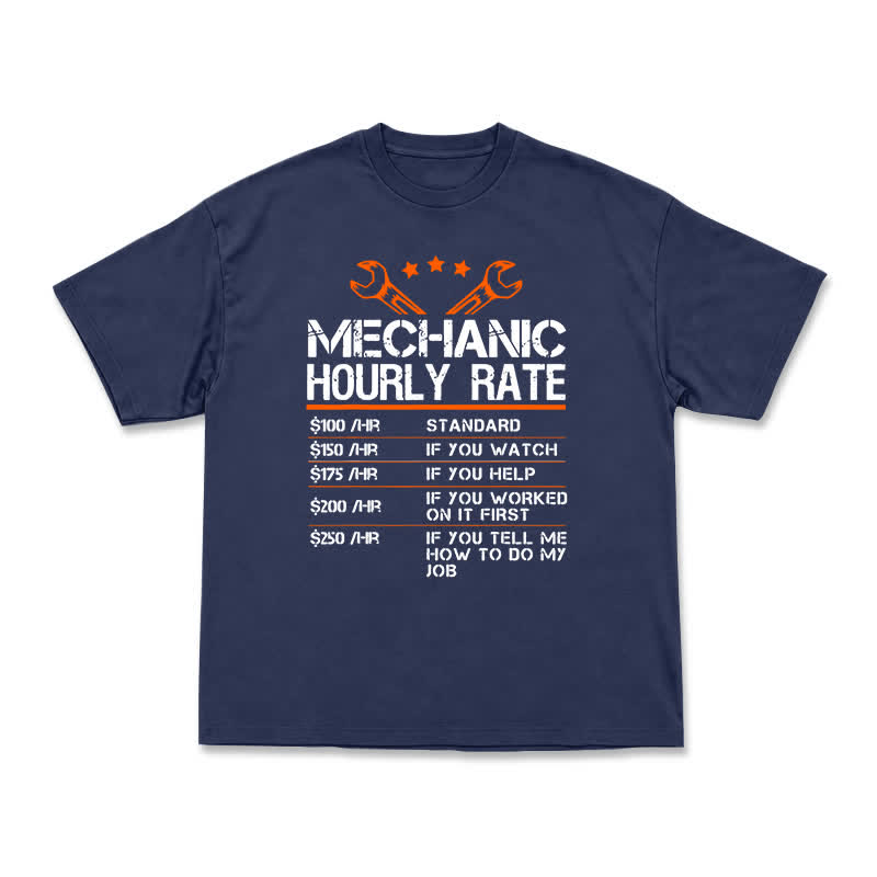 Vintage Mechanic Hourly Rate Graphic Crewneck T-Shirt - Navy Blue - US16-18(2XL) - image 7