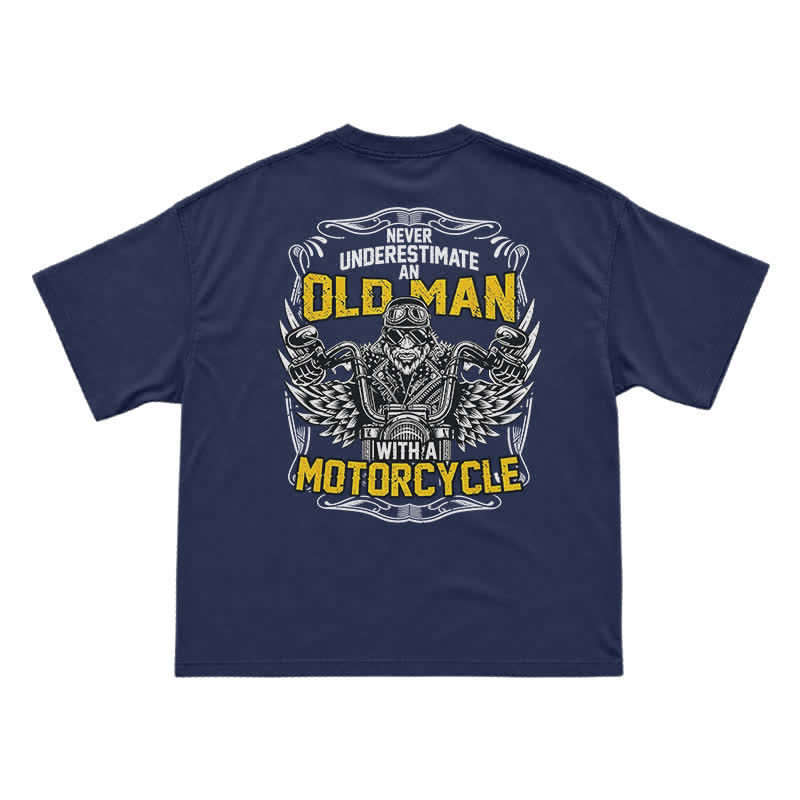 Never Underestimate an Old Man Motorcycle Graphic Cotton T-Shirt - Navy Blue - US16-18(2XL) - image 8
