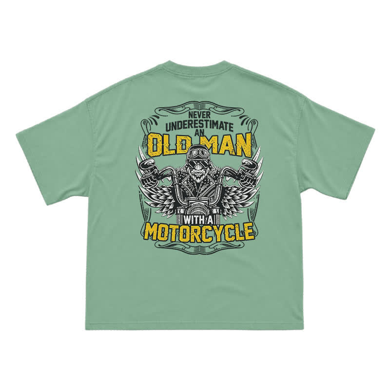 Never Underestimate an Old Man Motorcycle Graphic Cotton T-Shirt - Light Green - US16-18(2XL) - image 12