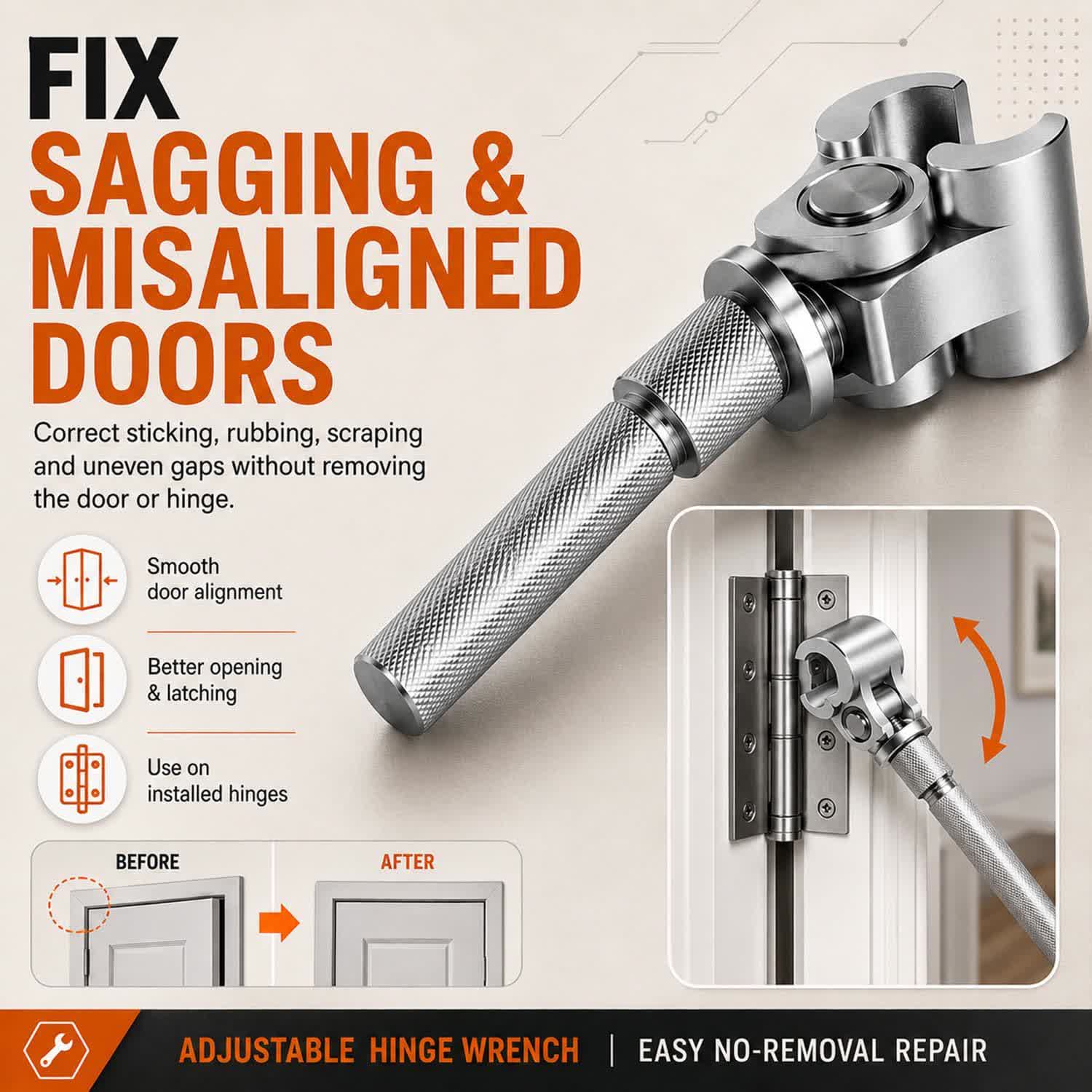 Universal Adjustable Door Hinge Wrench, Door Hinge Adjustment Tool - image 6