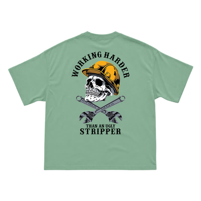 Blue Collar Skull and Wrench Oversized Back Graphic T-Shirt - Light Green - US16-18(2XL) - image 5