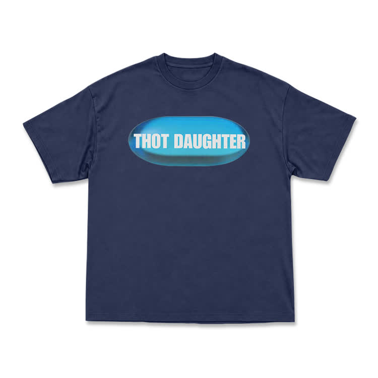 Casual THOT DAUGHTER Graphic Short Sleeve T Shirt - Navy Blue - US16-18(2XL) - image 11