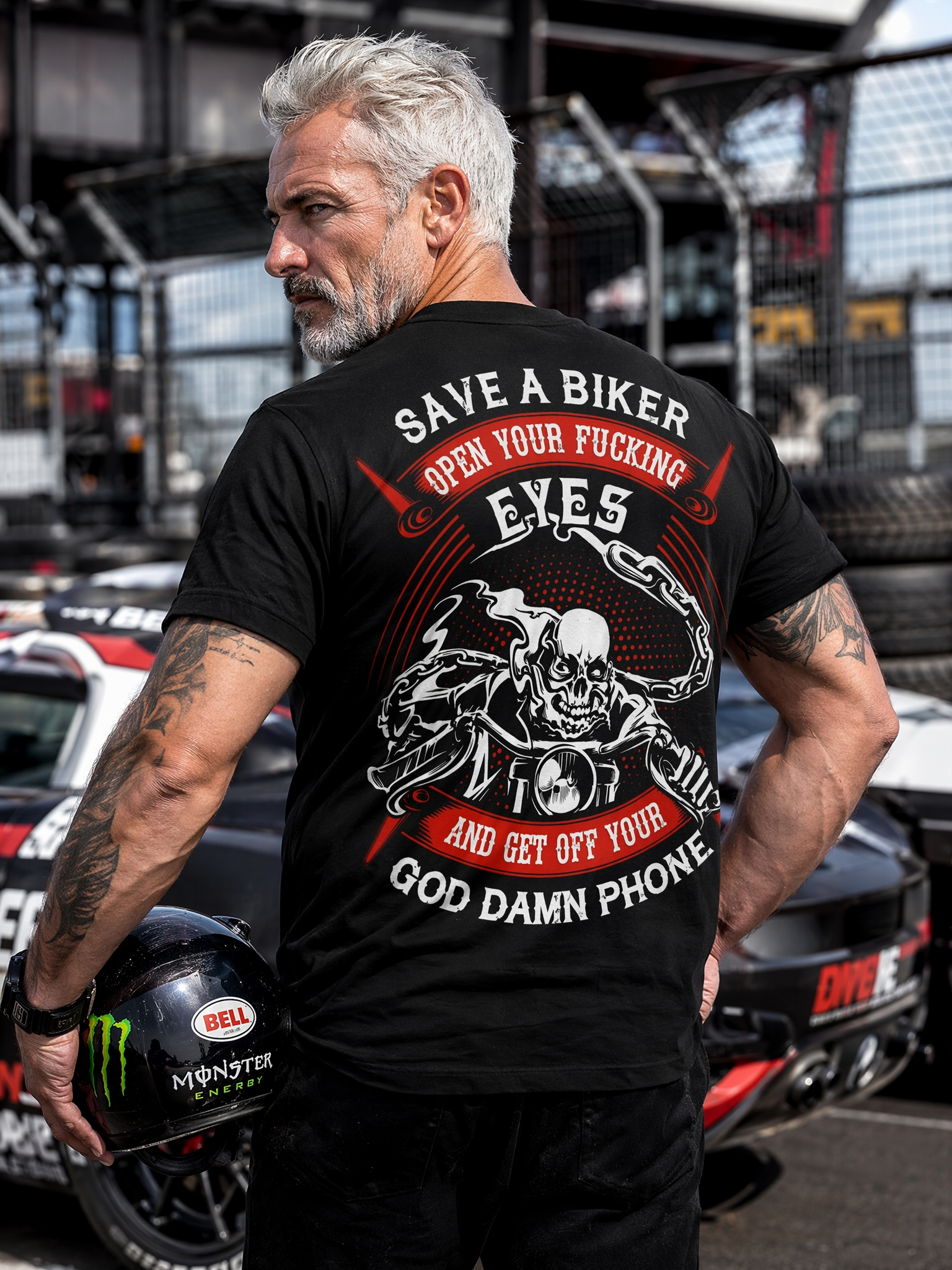 Rebel Skull Rider Back Graphic Oversized Streetwear T-Shirt