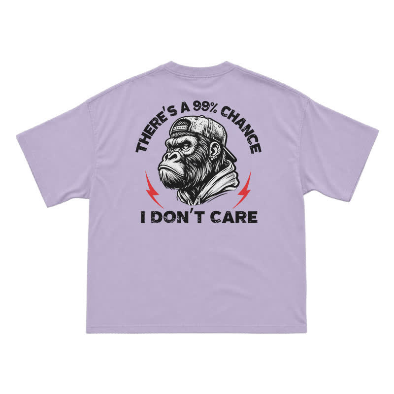99% Chance I Don’t Care T-Shirt – Funny Gorilla Graphic Tee for Men, Sarcastic Attitude Shirt - Purple - US16-18(2XL) - image 5