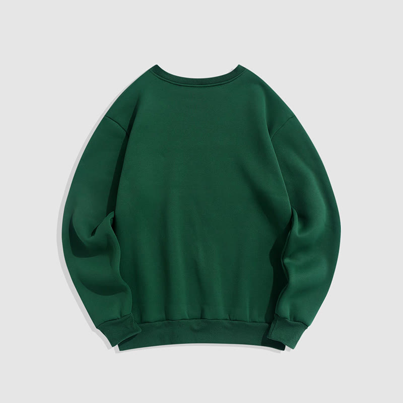 100% Cotton Solid Color Round Neck Casual Fleece Sweatshirt - image 11
