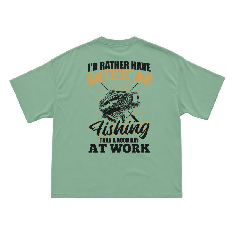 Retro Angler Slogan Back Print Graphic T-Shirt - Light Green - US16-18(2XL) - image 5