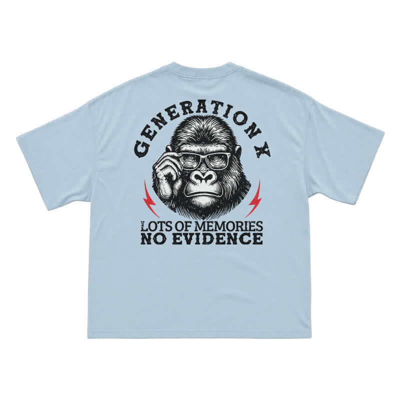 Generation X Lots Of Memories No Evidence Monkey T-shirt - Light Blue - US16-18(2XL) - image 5