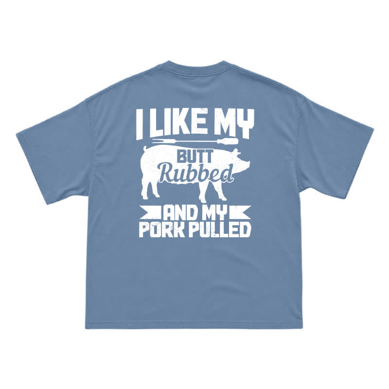 Casual Vintage Pig Silhouette Smoker Party T-Shirt - Dusty Blue - US16-18(2XL) - image 7