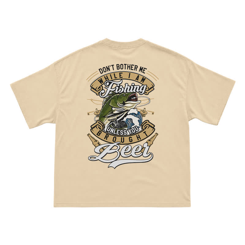 Retro Bass and Bottle Back Print Boxy T-Shirt - Apricot - US16-18(2XL) - image 6