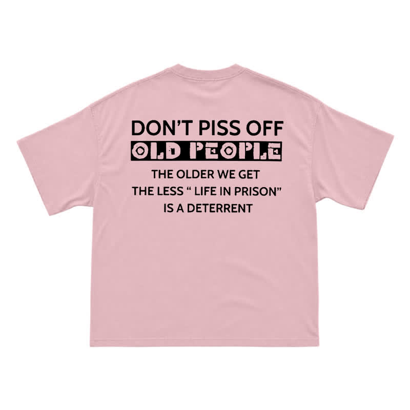 Casual Don't Piss Off Old People Back Graphic T-Shirt - Pink - US16-18(2XL) - image 11