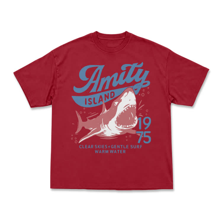 Vintage Amity Island 1975 Shark Graphic T-Shirt - Red - US16-18(2XL) - image 13