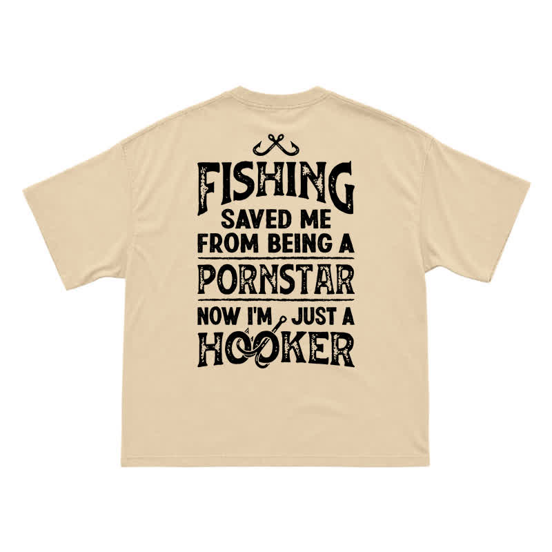 Vintage Fishing Saved Me Back Graphic Casual T-Shirt - Apricot - US16-18(2XL) - image 9