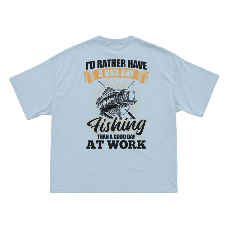 Retro Angler Slogan Back Print Graphic T-Shirt - Light Blue - US16-18(2XL) - image 9