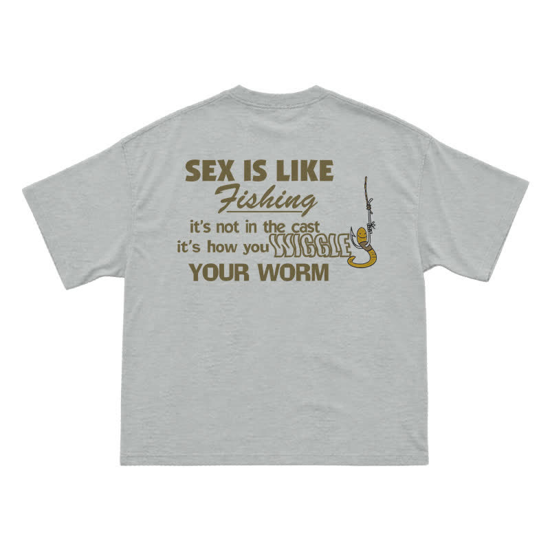 Wiggle Your Worm Graphic Oversized Short Sleeve T-Shirt - Grey - US16-18(2XL) - image 9